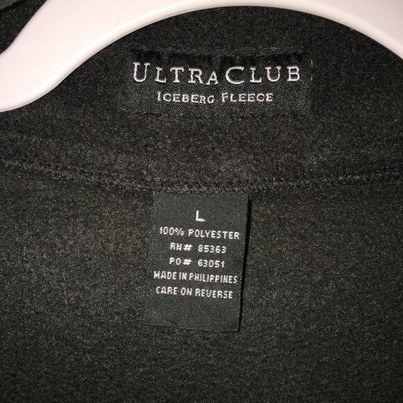 Men's Ultra Club Iceberg Fleece 1/4 zip black size L small flaw - Picture 3 of 8